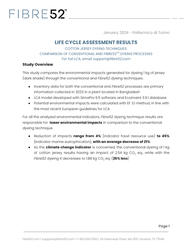 Environmental Documentation: Life Cycle Assessment Results cover page