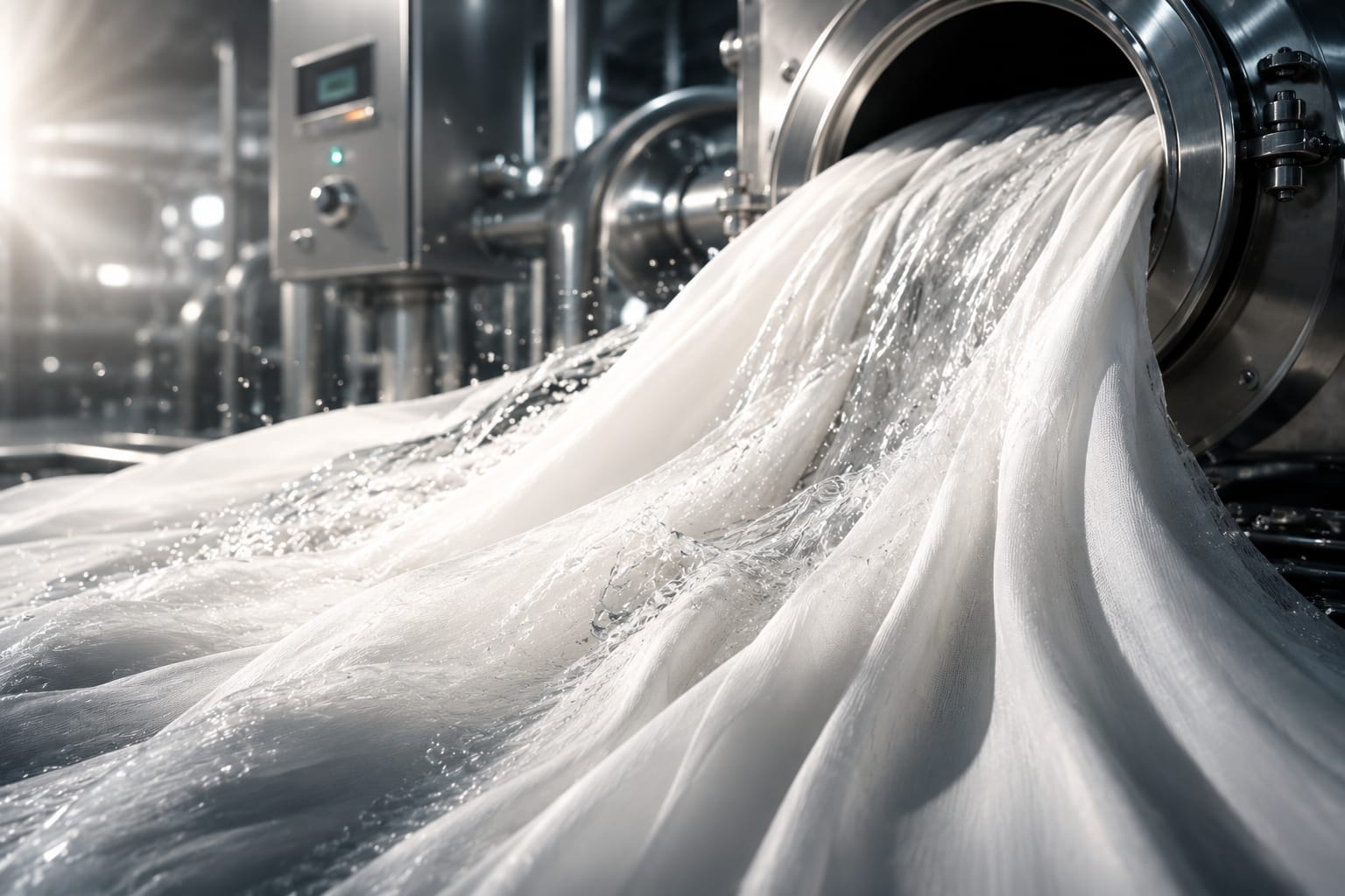 Water cascading over cotton fabric during Fibre52 preparation